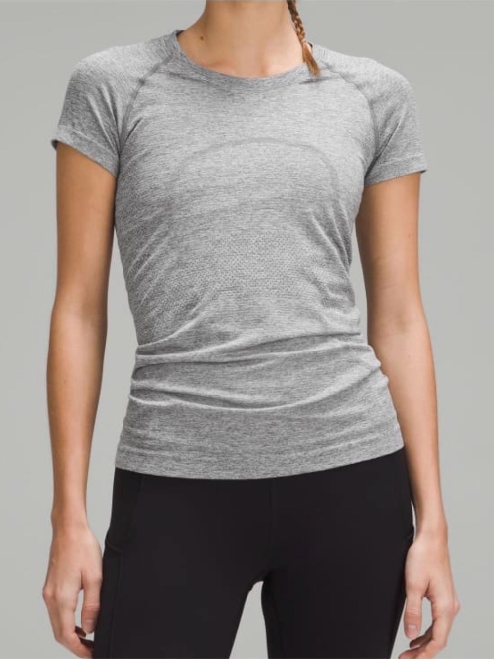 LuLulemon Heather Gray Athletic Tee Swiftly Tech Short-Sleeve yoga workout SZ 14